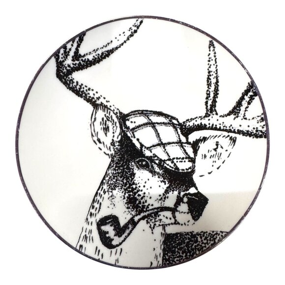 Vintage Racoon Smart Owl Deer Set Of 3 American Atelier Animal Porcelain Plates - Picture 3 of 7